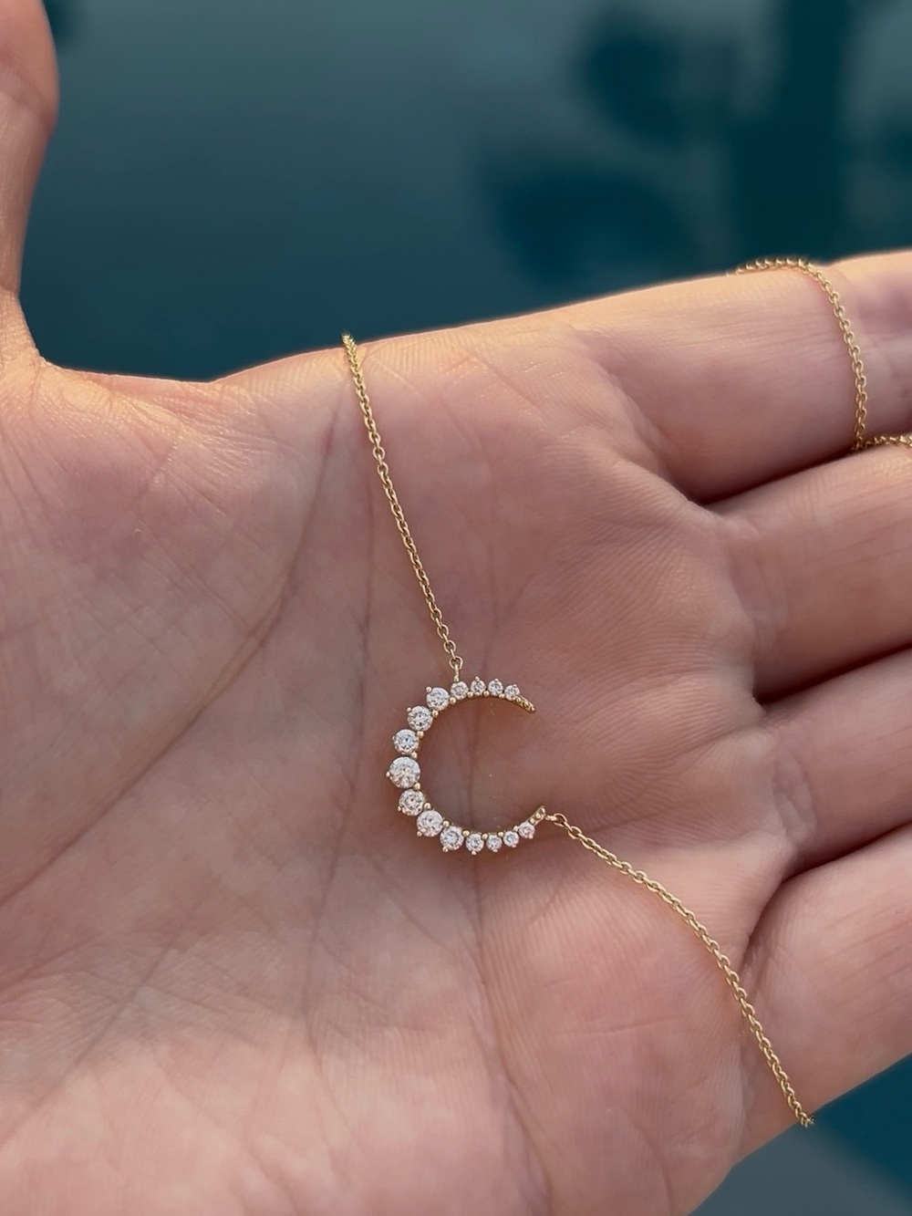 Lindsey Leigh Graduated Crescent Diamond Necklace